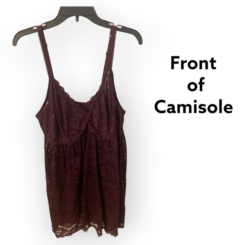 Torrid Burgundy Lacy Camisole top Vanity sizing 2= 18-20